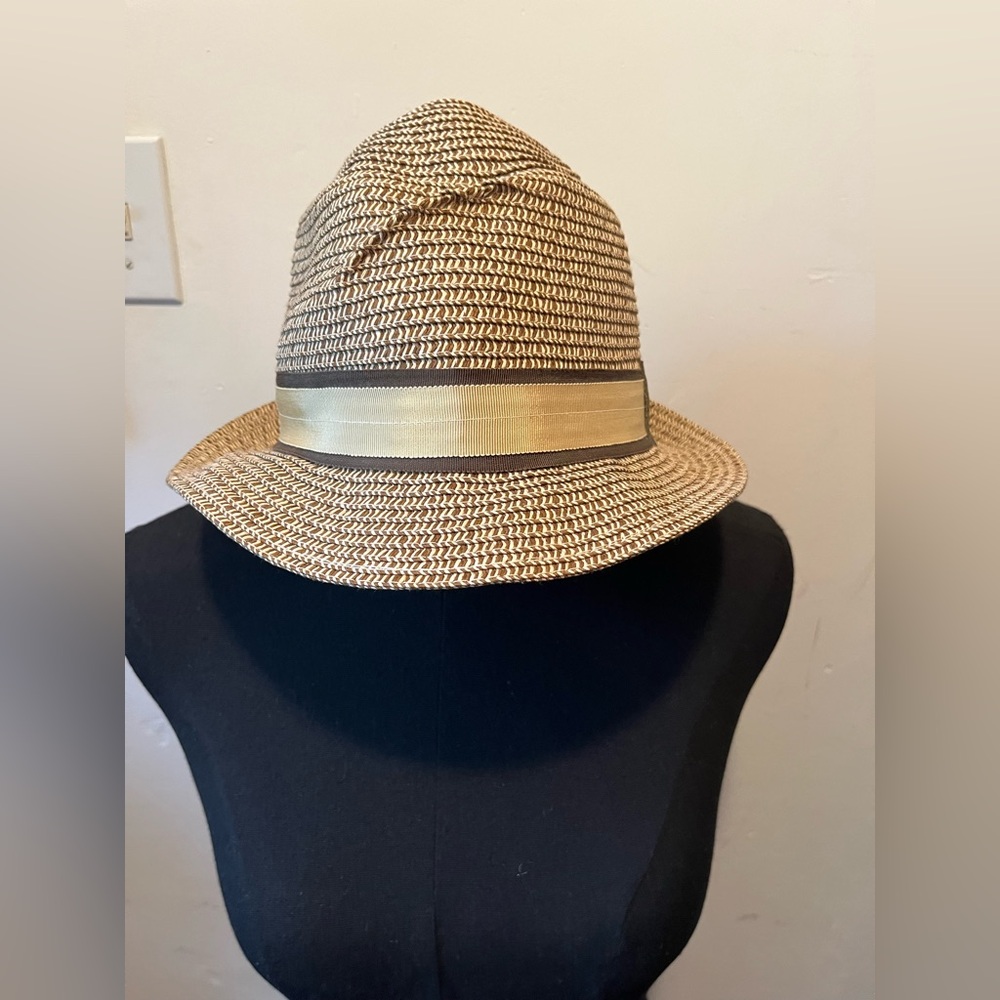 SAC Suzette Art Couture Straw Fedora Hat Size M - Picture 8 of 10